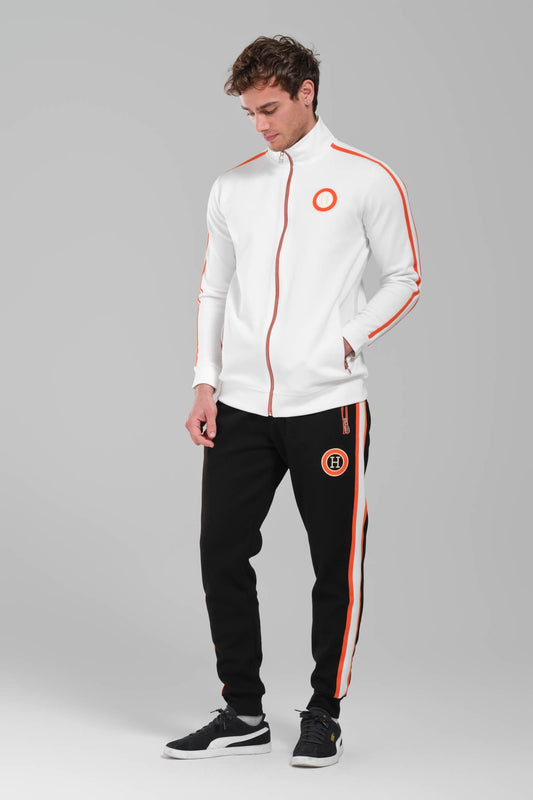 Hermes White and Black Contrast Tracksuit with Orange Accents