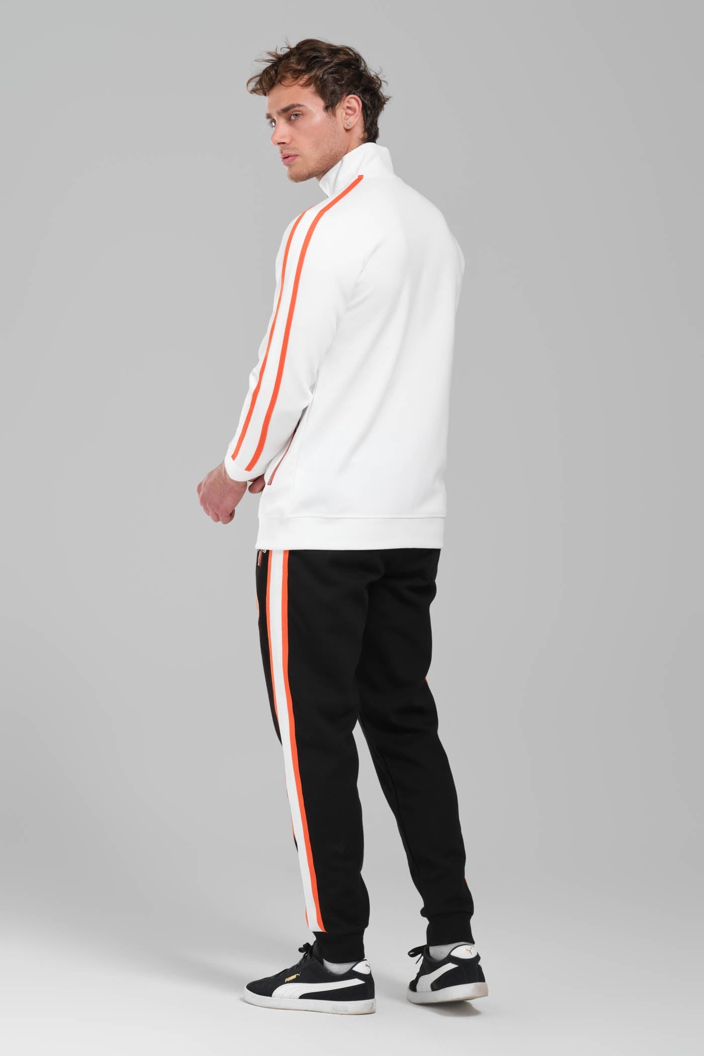 Hermes White and Black Contrast Tracksuit with Orange Accents