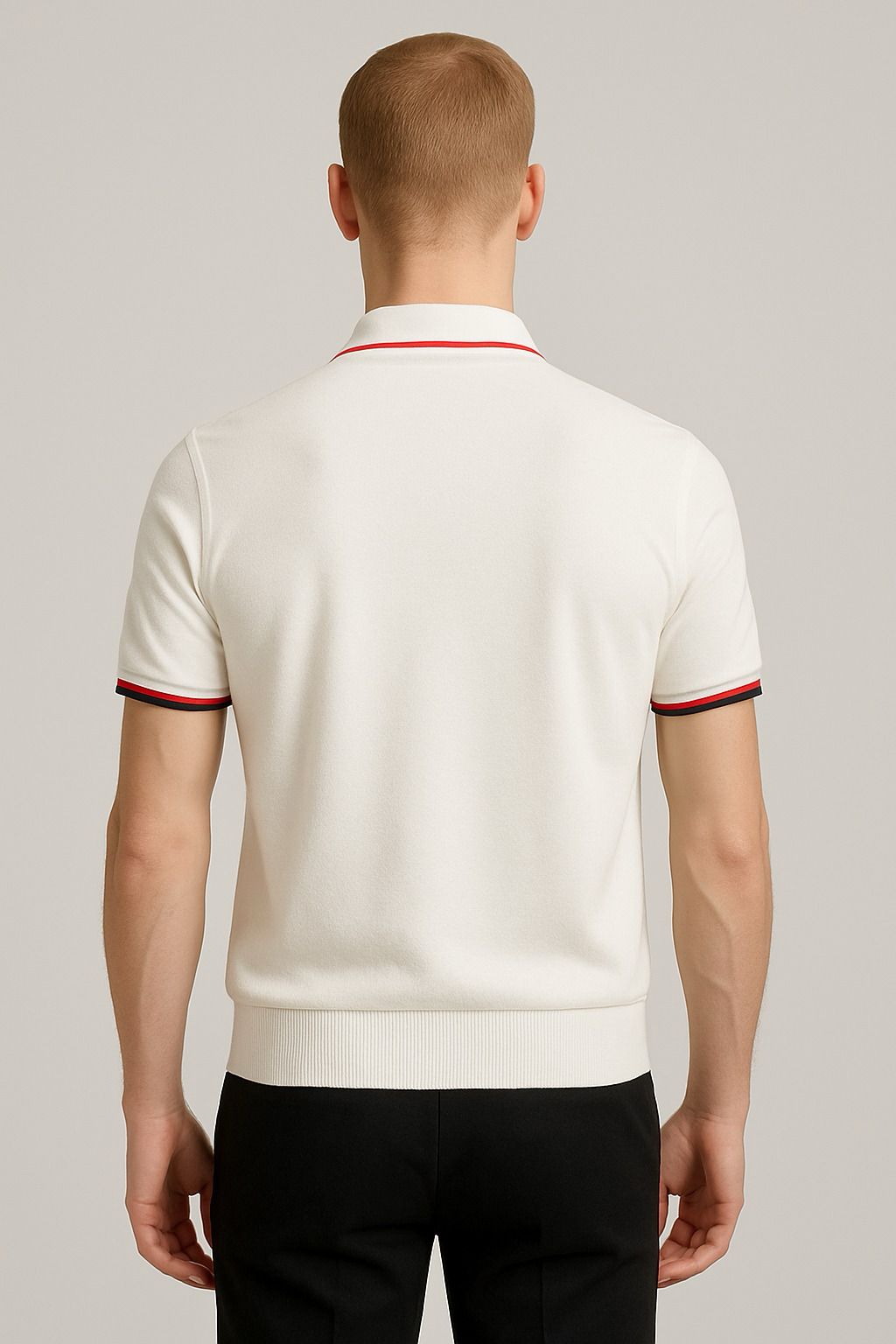 Gucci White Polo Shirt with Web Trim and Chest Pocket
