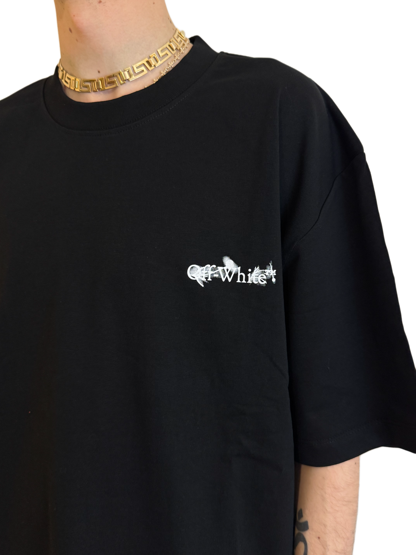 Off White Black Embroidered T-Shirt