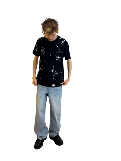 Black Tie Dye Splatter Print T-Shirt