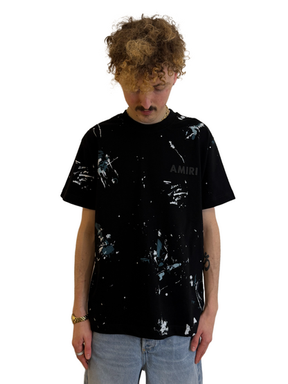 Black Tie Dye Splatter Print T-Shirt