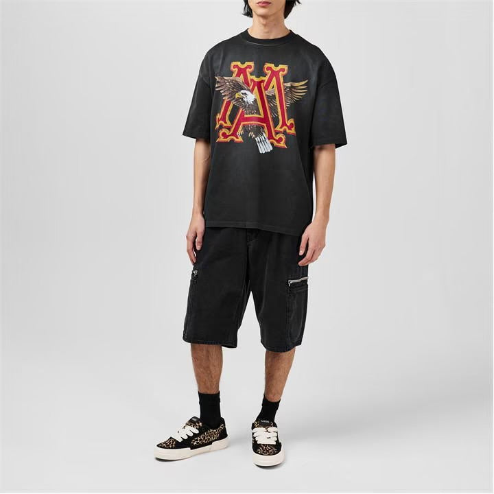 AMIRI  Vintage Eagle printed cotton T-shirt gray