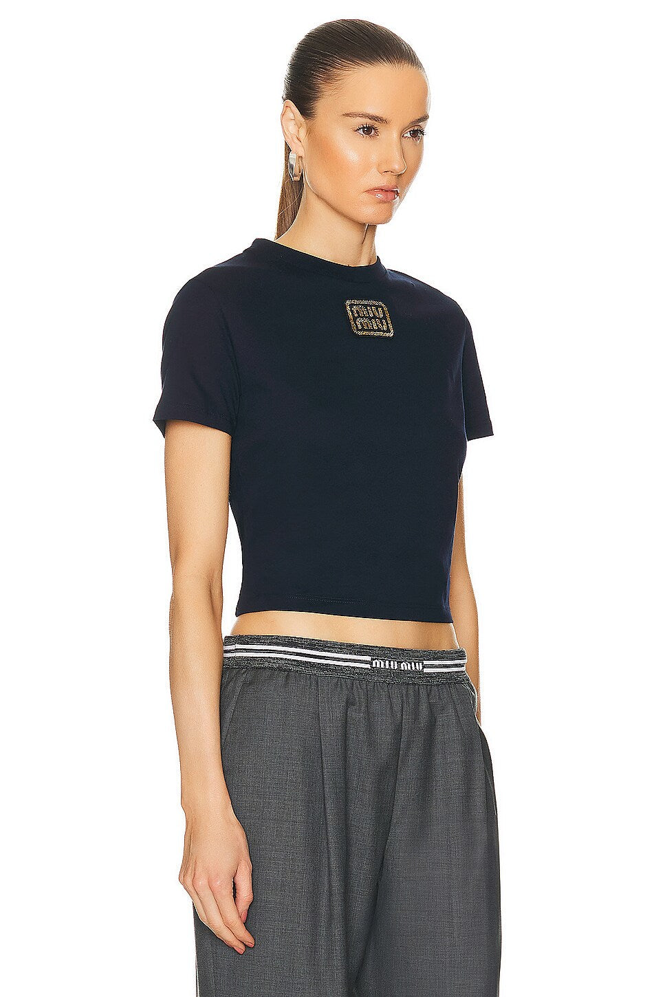 Miu Miu Women's Cotton Jersey T-Shirt – Black