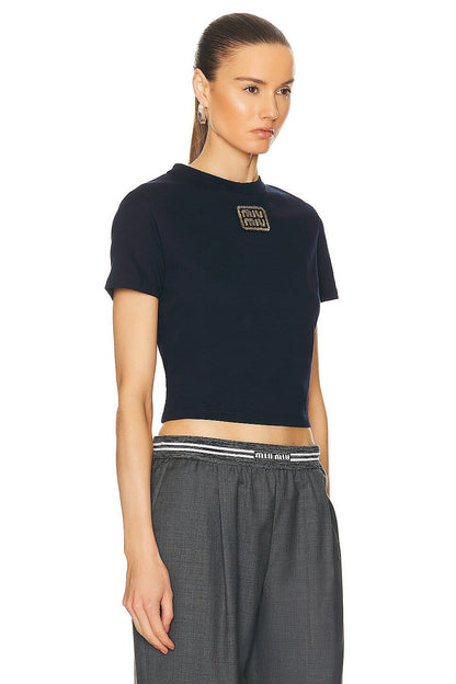 Miu Miu Women's Cotton Jersey T-Shirt – Black