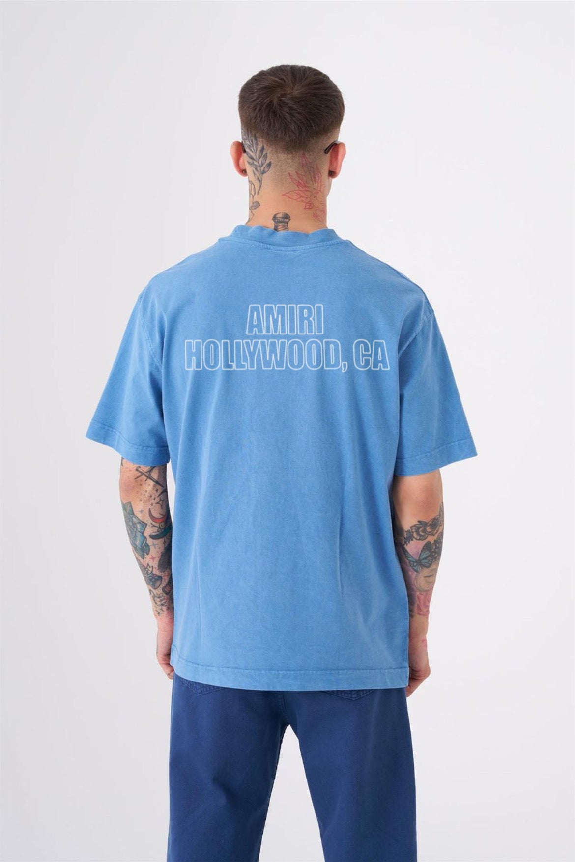 Amiri Hollywood CA Graphic Tee – Blue