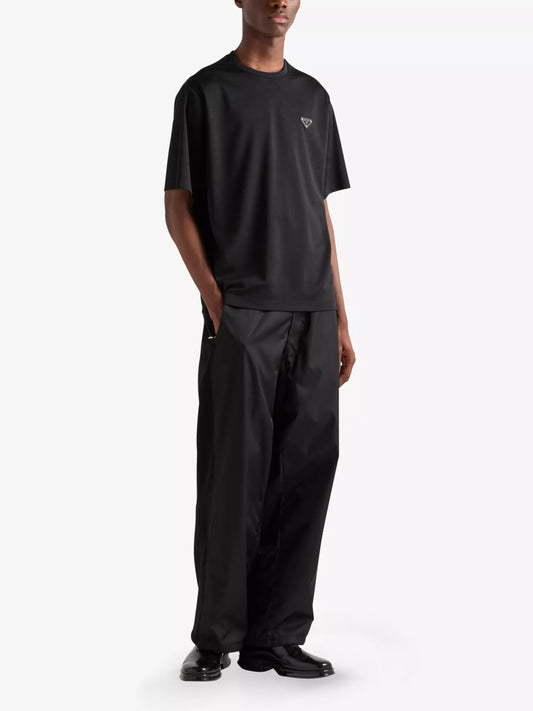 Prada Plaque Oversized Fit Polyester T-shirt - Black
