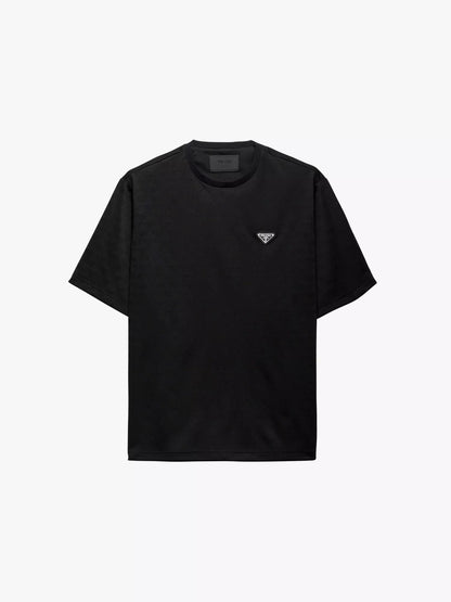 Prada Plaque Oversized Fit Polyester T-shirt - Black