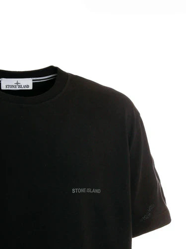 Stone Island Cotton Tshirt with Pixel Dots Black