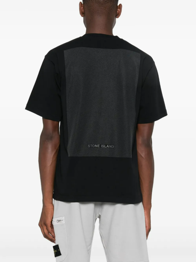 Stone Island Cotton Tshirt with Pixel Dots Black