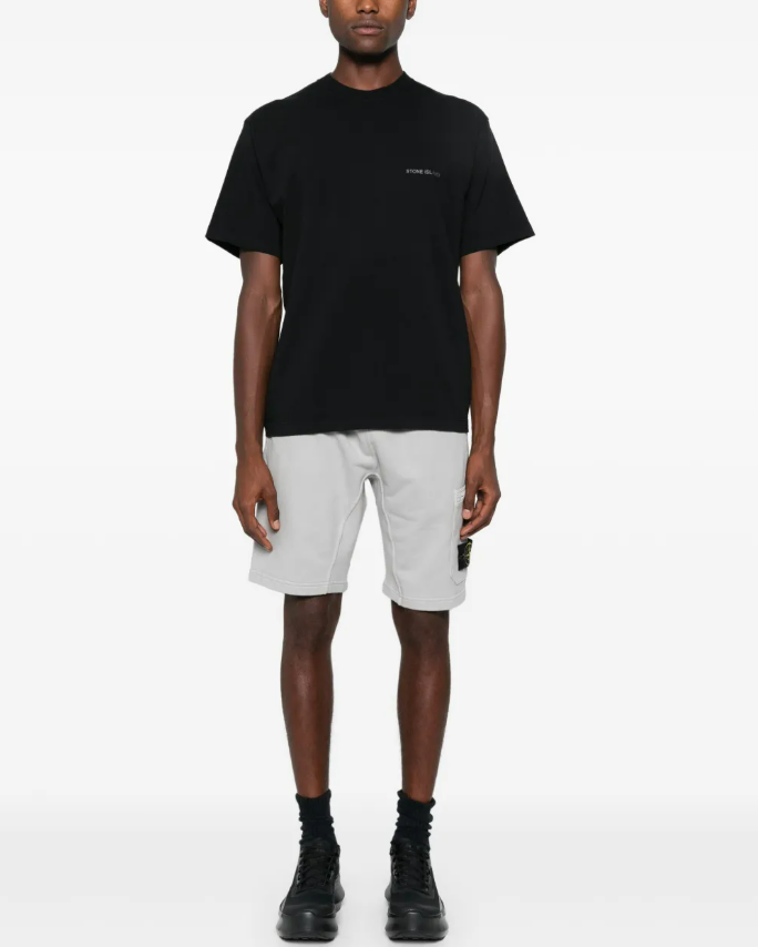 Stone Island Cotton Tshirt with Pixel Dots Black