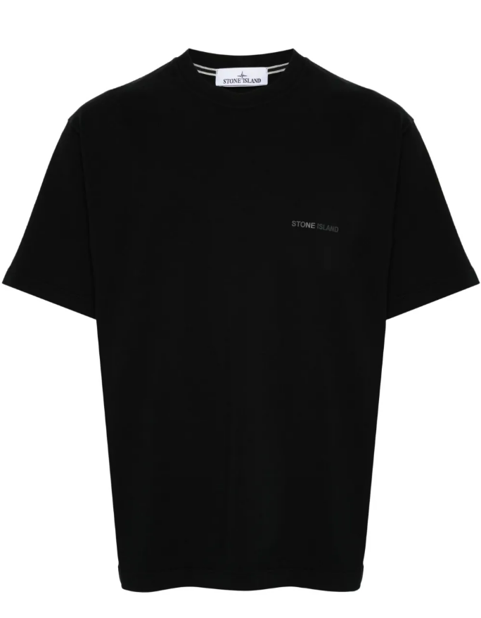 Stone Island Cotton Tshirt with Pixel Dots Black