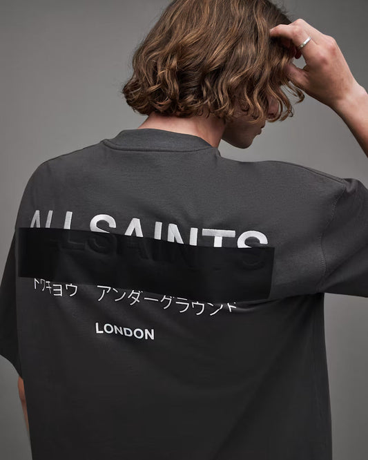 AllSaints Underground oversized t-shirt in black