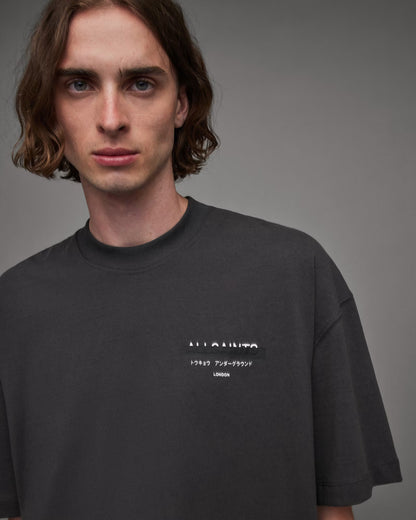 AllSaints Underground oversized t-shirt in black