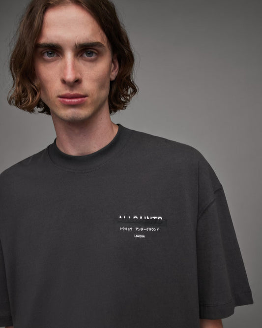 AllSaints Underground oversized t-shirt in black