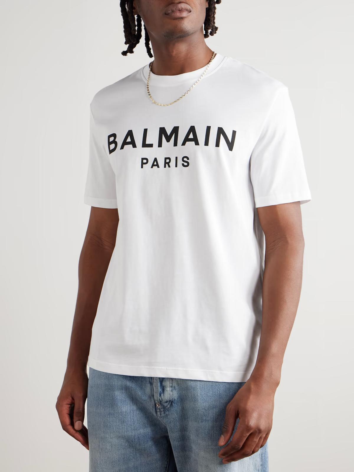 Balmain Logo-Print Organic Cotton T-Shirt – White