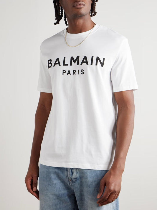 Balmain Logo-Print Organic Cotton T-Shirt – White