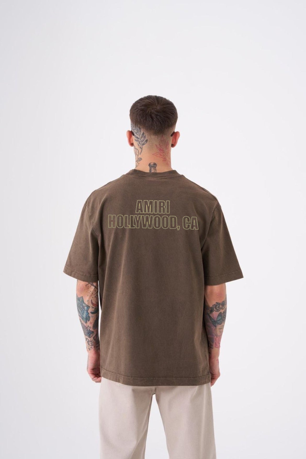Amiri Hollywood CA Graphic Tee – Brown
