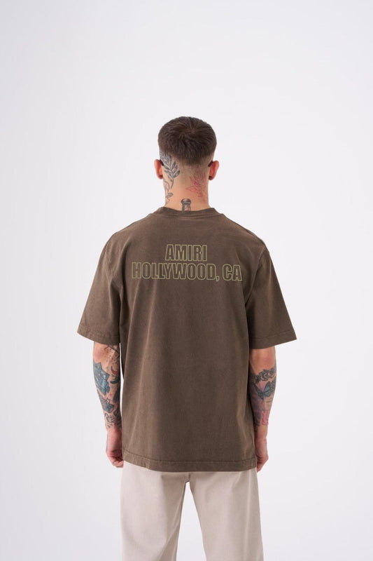 Amiri Hollywood CA Graphic Tee – Brown