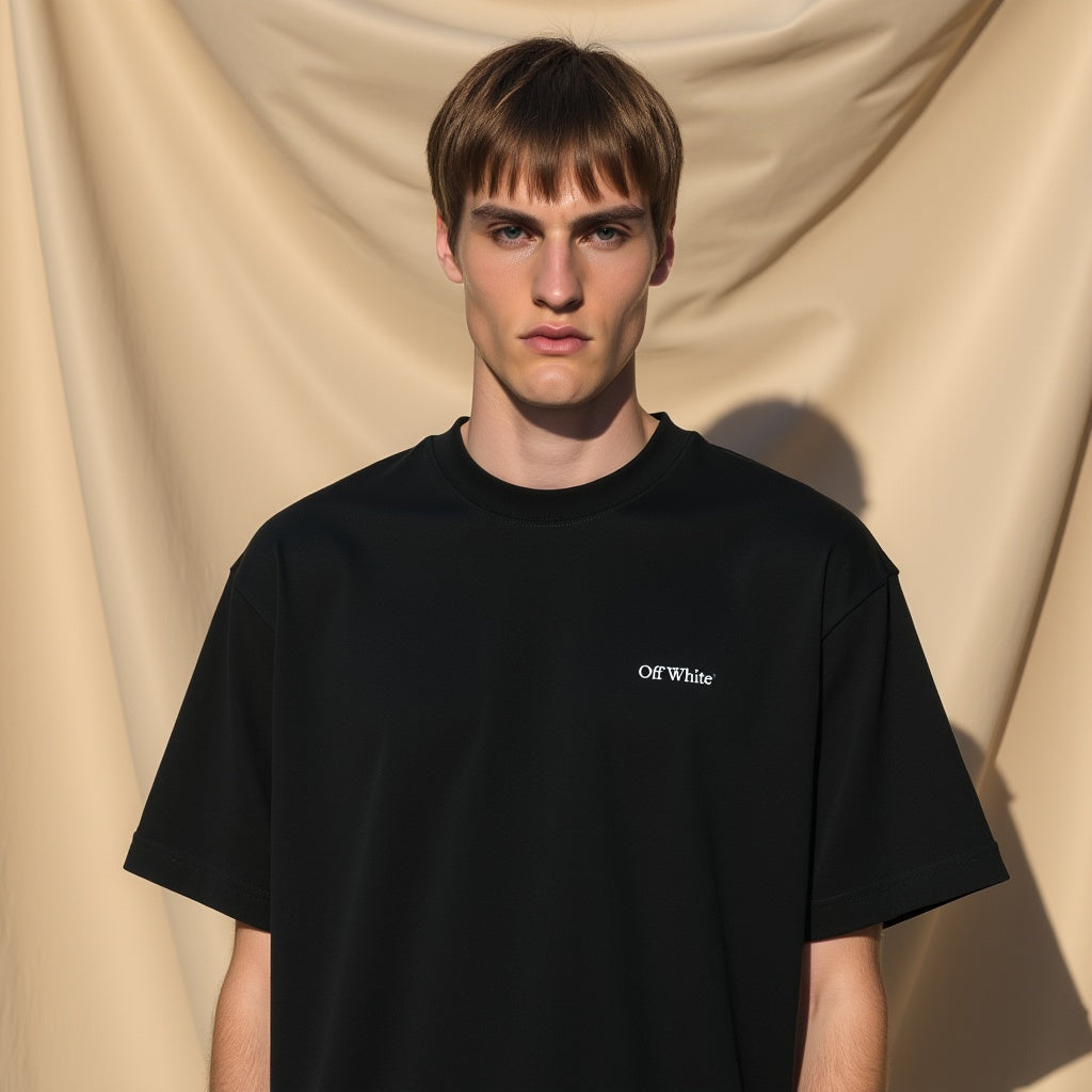 Off White Black Embroidered T-Shirt