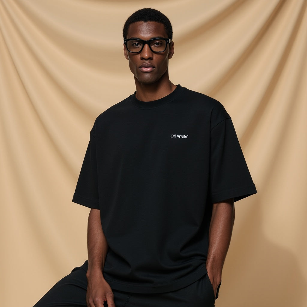 Off White Black Embroidered T-Shirt