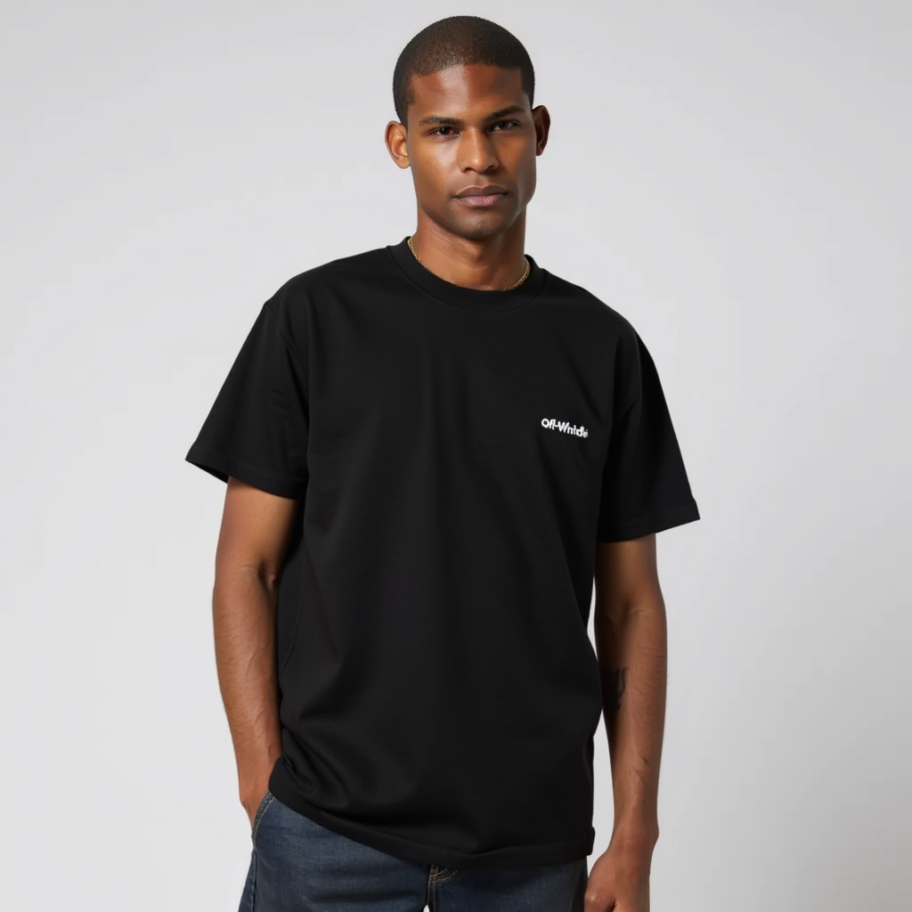 Off White Black Embroidered T-Shirt